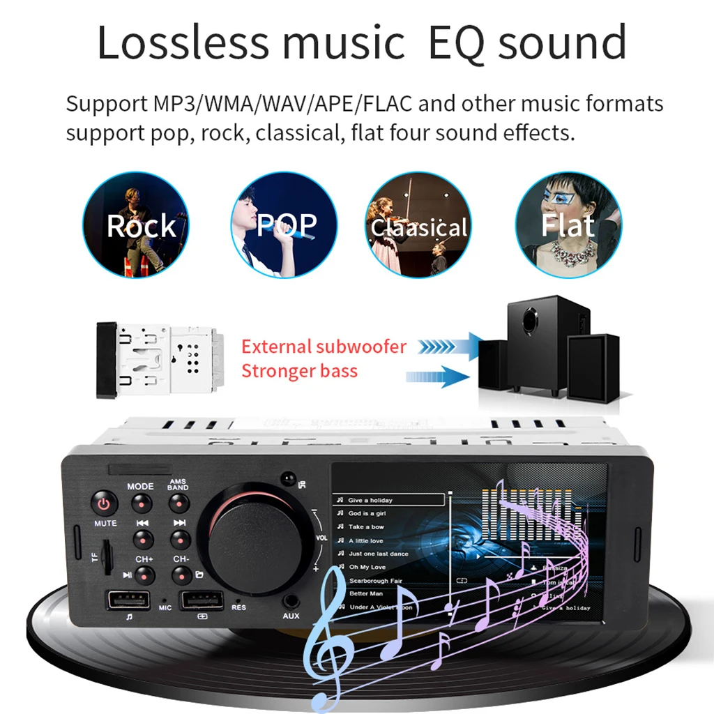 

7805 1Din 4 Inch Car Stereo MP5 Video Player FM Radio BT4.0 USB Charging