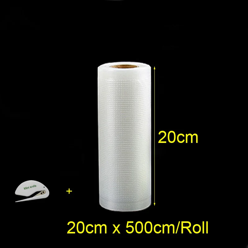 20cm x 500cm 1Roll Рулон вакуумных упаковочных пакетов для упаковка для хранения продуктов запечатывающая машина BPA-free 1 рулон/набор вакуумный мешок рулоны вакуумного упаковщика - Цвет: 20cm x 500cm 1Roll