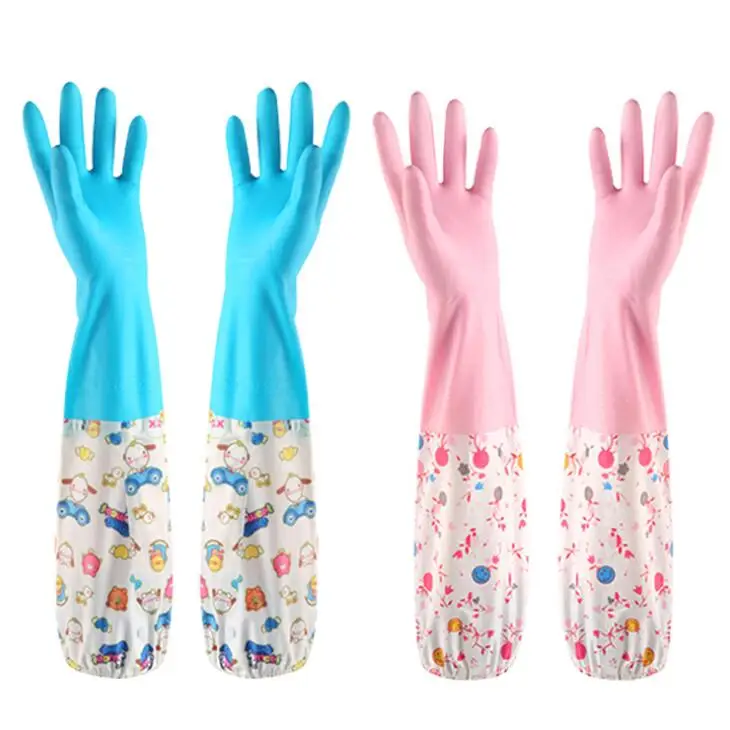 

New Housekeeping Kitchen Cleaning PVC Gloves Household Warm Durable Waterproof Dishwashing Glove Water Dust Cleaning LX1938