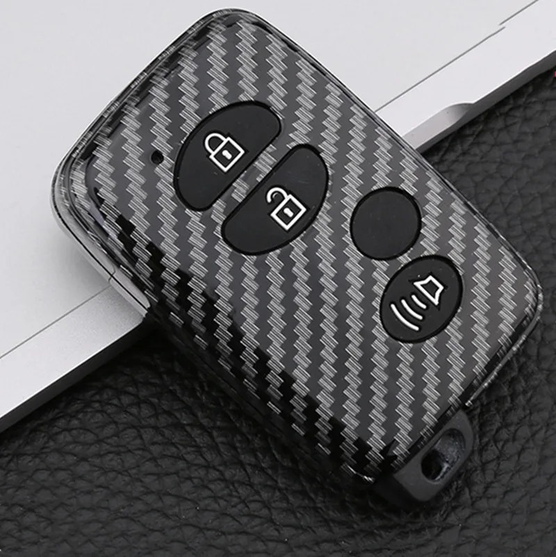 

Carbon fiber Car Key Case Cover For Toyota Chr LandCruiser Avensis Auris Corolla RAV4 Prius Prado Camry Crown Yaris key holder