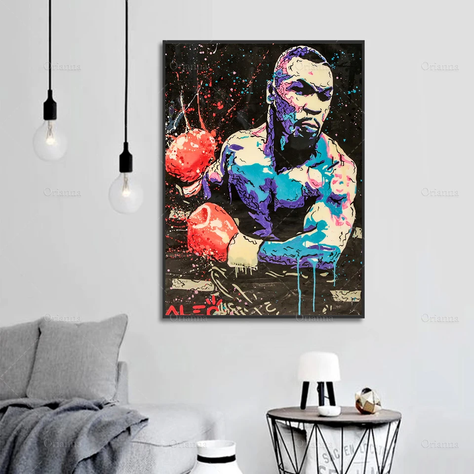 

Alec Monopolys "Boxing Mike Tyson" Abstract Wall Art Oil Painting Poster Canvas Painting Print For Living Room Home Decor