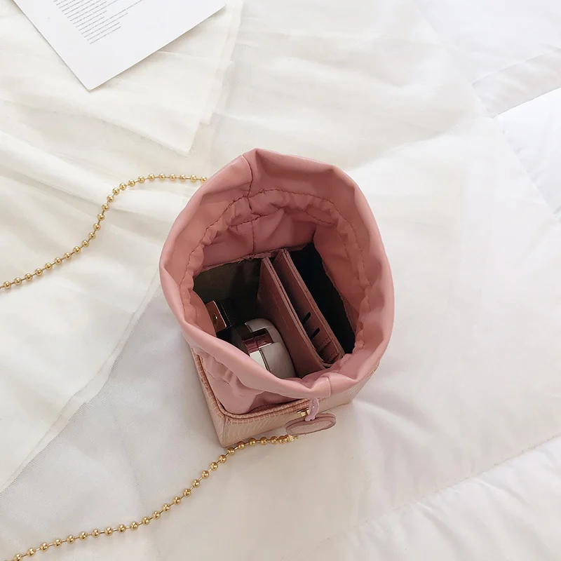 

New style bucket bag fashionable one-shoulder mini pearl women's bag with oblique arm