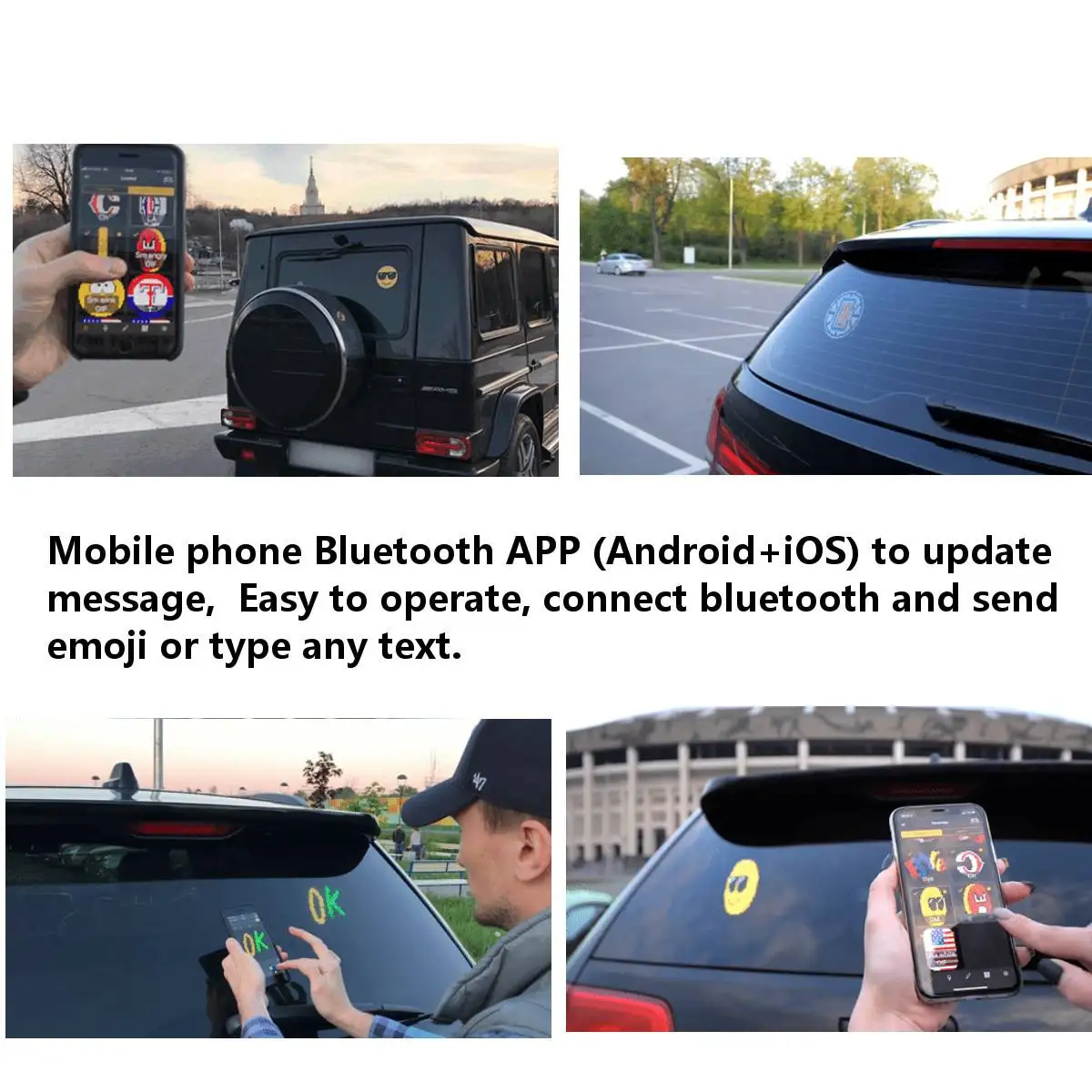Полноцветный беспроводной Bluetooth приложение управление Автомобильный светодиодный дисплей знак экран анимация светодиодный знак автомобиля дисплей дропшиппинг