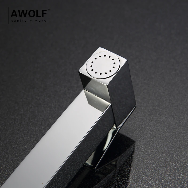 Фото Awolf хромированная гигиеническая душевая система, твердая латунь, набор распылителей для ванной комнаты, туалета и биде, квадратный комплект для душа, анальная шайба для душа AP2250 №5