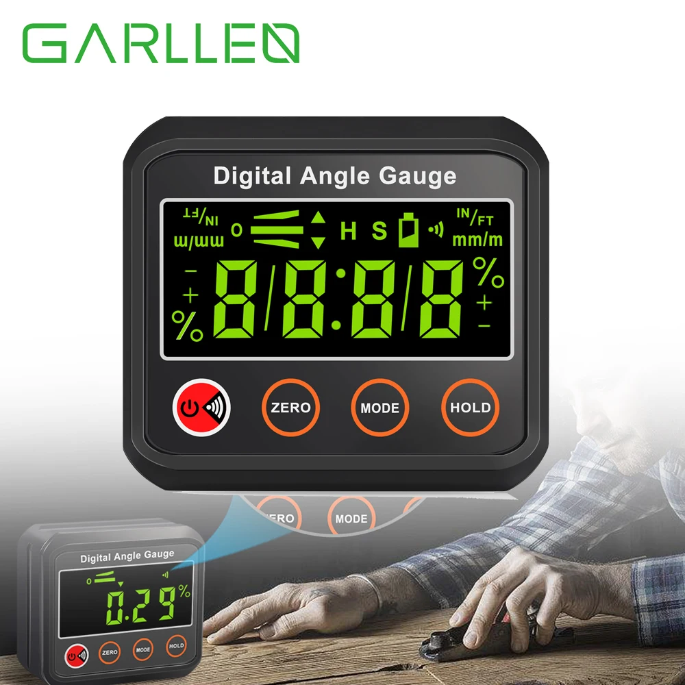 

GARLLEN Digital Angle Gauge Protractor Angle Finder Level Box Inclinometer Measure Tool With Magnetic Base For Carpentry Project