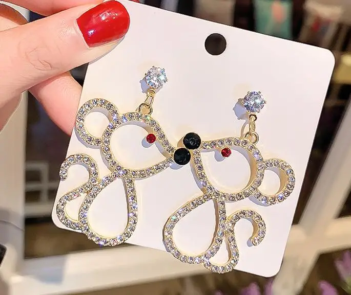 Женские серьги-гвоздики OBEAR Siver с покрытием из микро циркония милой мышкой