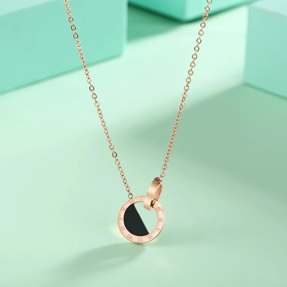 Колье ювелирные изделия из нержавеющей стали круглое ожерелье женский розового