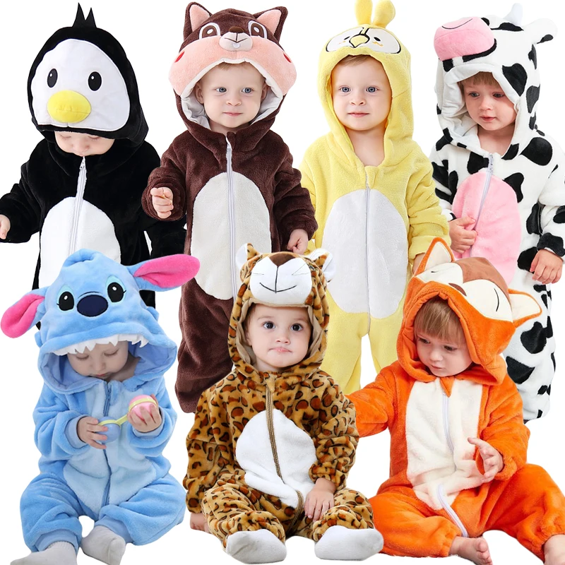 Детские фланелевые комбинезоны с рисунком кролика Хлопковые рисунками животных