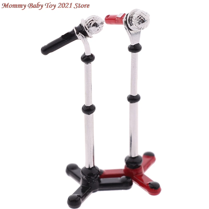 

1:12 Масштаб Симпатичные мини металлическая модель микрофона кукольный домик миниатюра Кукольный дом мебели аксессуары