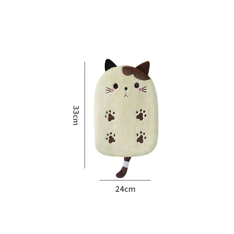 1Pcs Super Absorbent Hanging Type Cat Embroidered Towelette Home Decora Dual Purpose Coral Velvet Hand Towel Bathroom Supplies |