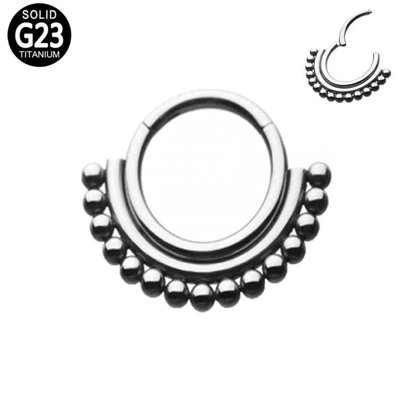 

G23 Titanium Body Jewelry Tribal Asia Ball Hinged Clicker Ring 16G 8mm Nose Hoops Ear Piercing Tragus Nose Rings Ear Cartiliage