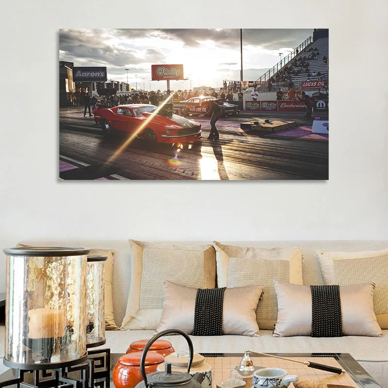 

Drag Racing Rally Car Canvas Painting Modern Interior Decoration Painting
