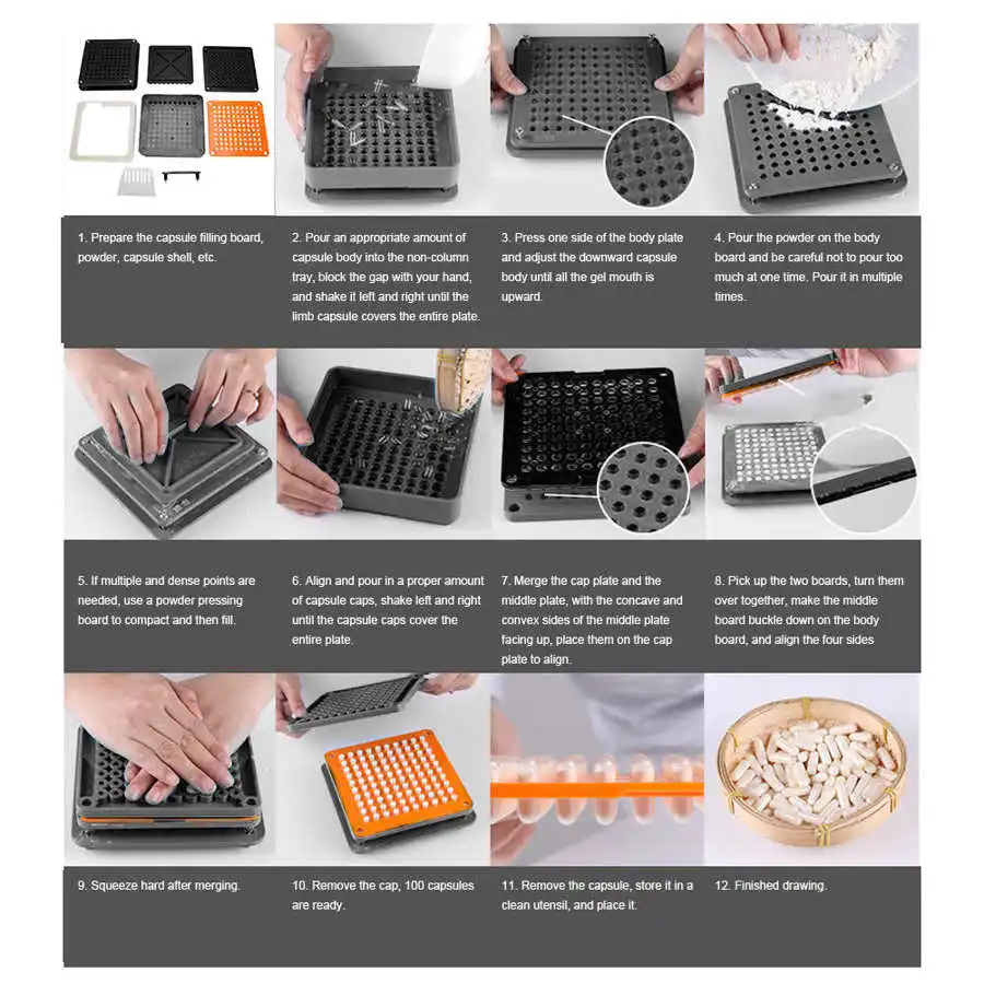 100 отверстий 0 # ABS Руководство Капсула наполнитель порошок прессования
