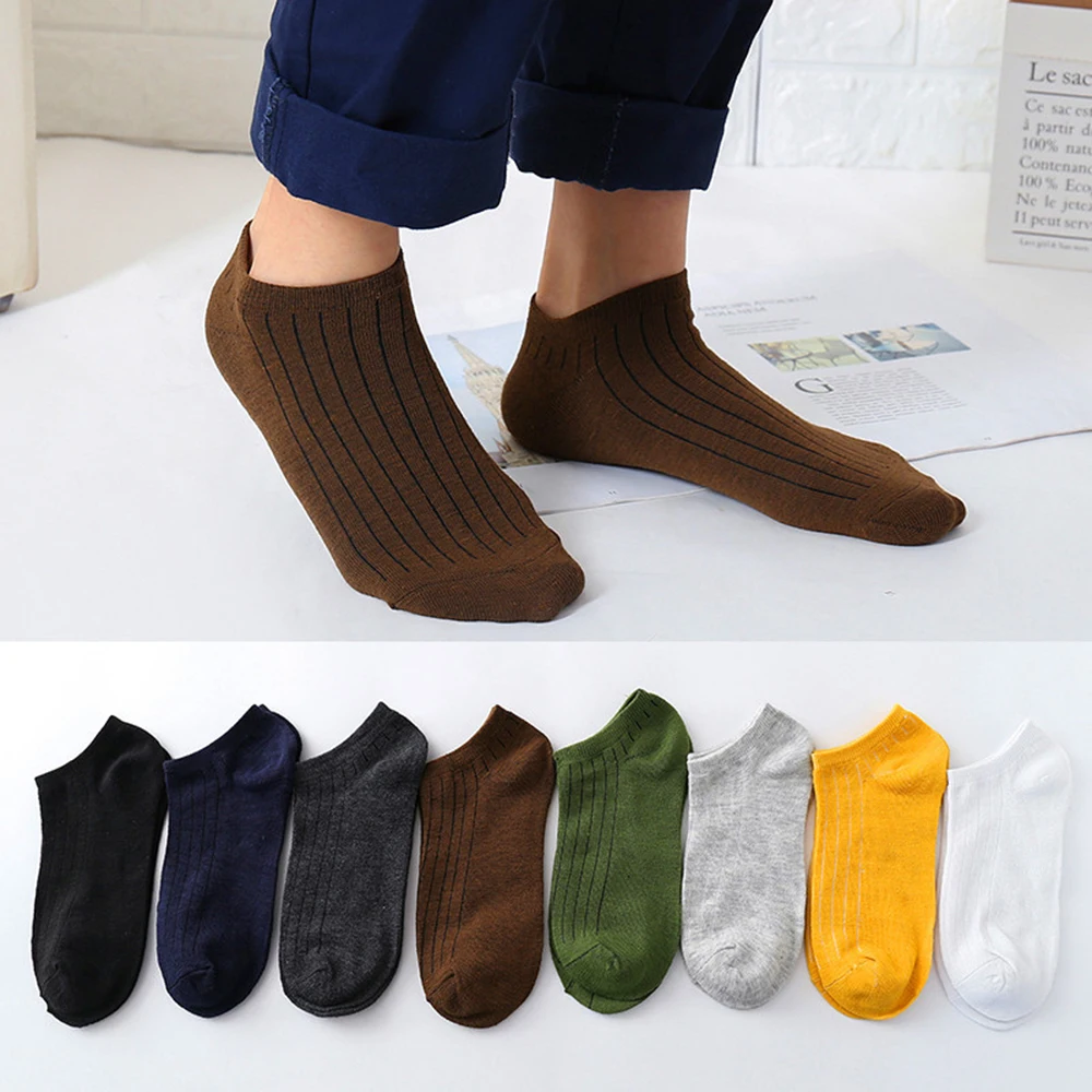 

5 pairs 10pcs Men Striped Short Socks Set Summer Crossfit Sports Invisible Ankle Boat Socks No Show Slippers Women Bargains Gift
