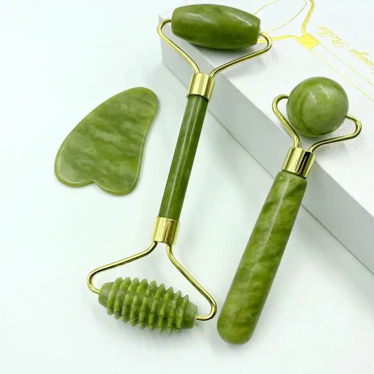 

Facial Massage Roller Guasha Board Double Heads Natural Jade Stone Face Lift Body Skin Relaxation Slimming Beauty Neck Thin Lift