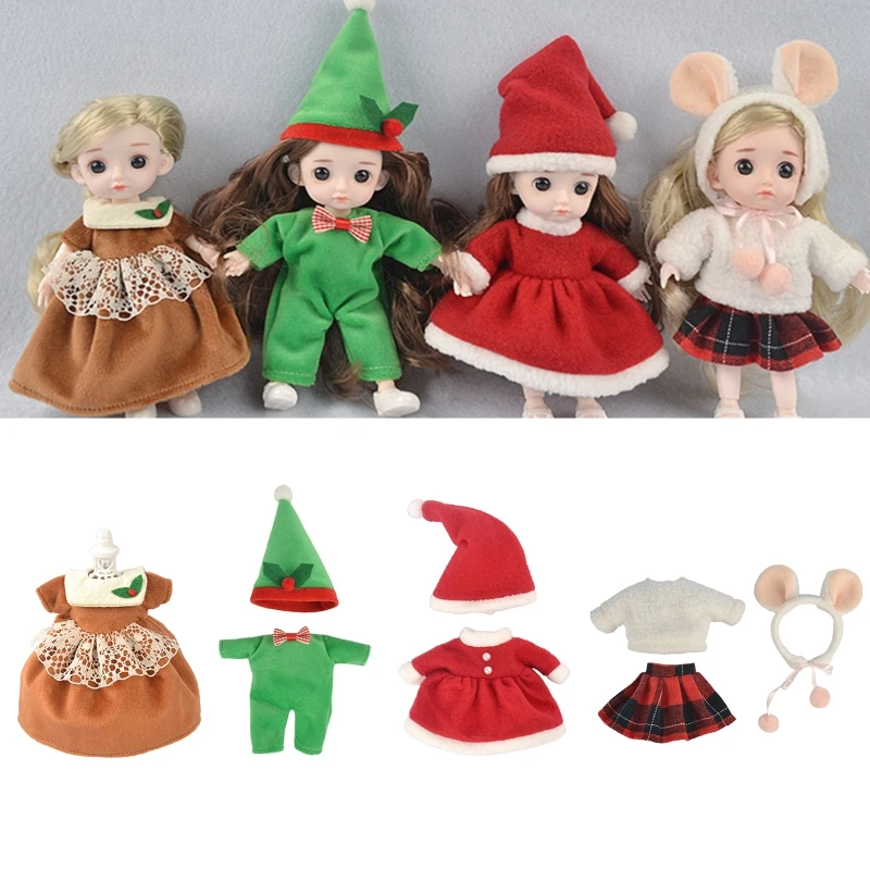 Рождественский костюм с юбкой 16 см для новогодней куклы товары кукол сделай сам