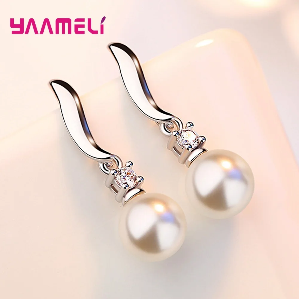 

925 Sterling Silver Natural Pearl Drop Earrings For Women/Girls New Attractive Romantic While Pearl Jewelry Earrings Wholesale