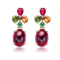 black angel luxury red garnet tourmaline earrings 925 sterling silver colorful gemstones drop earrings for women wedding gifts