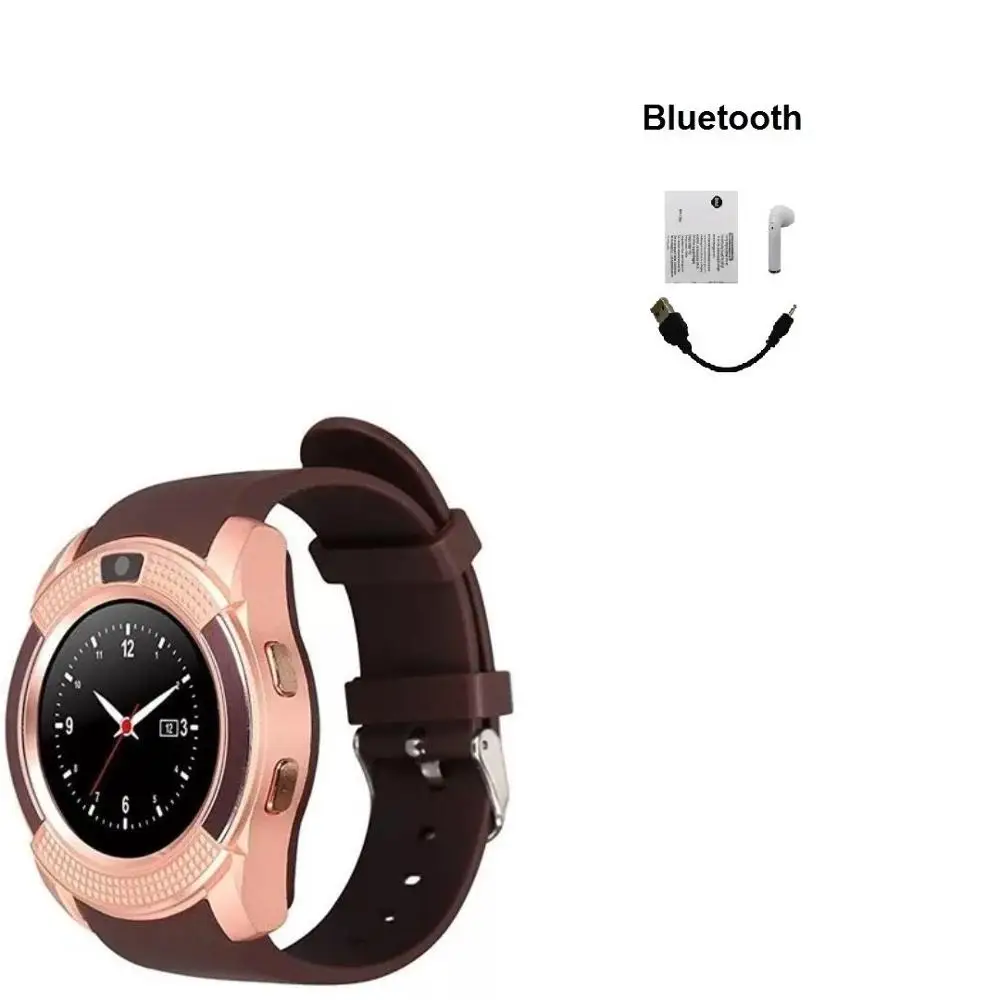 Gold with BT Stepfly SM08 Смарт-часы 1,22 дюймов полный круглый дисплей 2G один nano sim bluetooth Смарт-часы - Цвет: Gold with BT