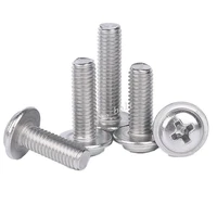 m2 m2 5 m3 m4 m5 304 stainless steel pwm din967 cross phillips pan round truss head with washer padded collar screw bolt