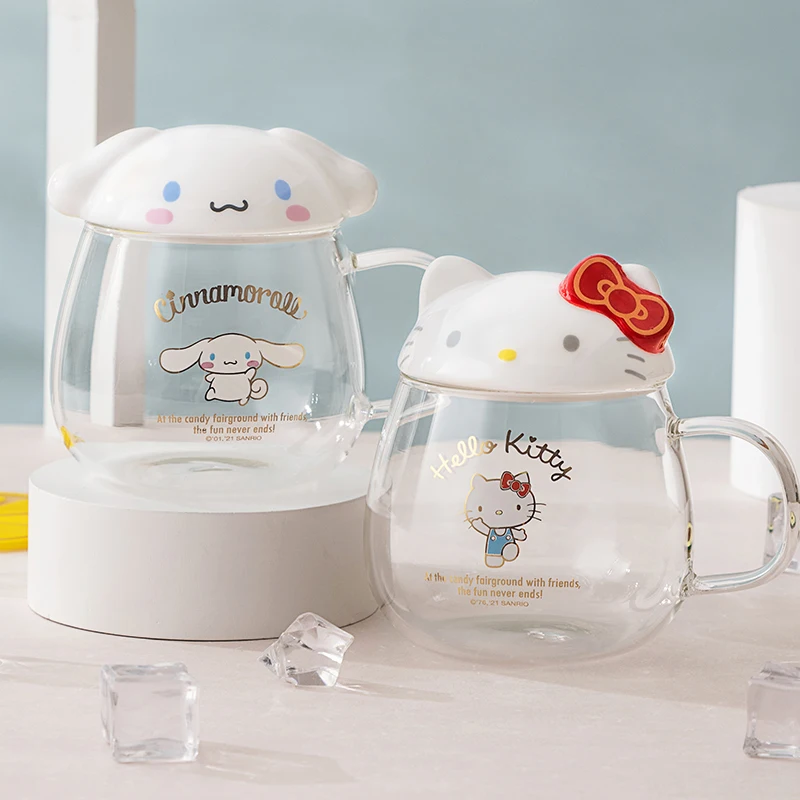 7 3 см милый HelloKt Cinnamoroll мультяшный стеклянный стакан для питья с крышкой ложкой