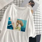 Футболка женская оверсайз с принтом Chihiro, милая рубашка с коротким рукавом и графическим принтом в стиле аниме, одежда в стиле Харадзюку, Ullzang