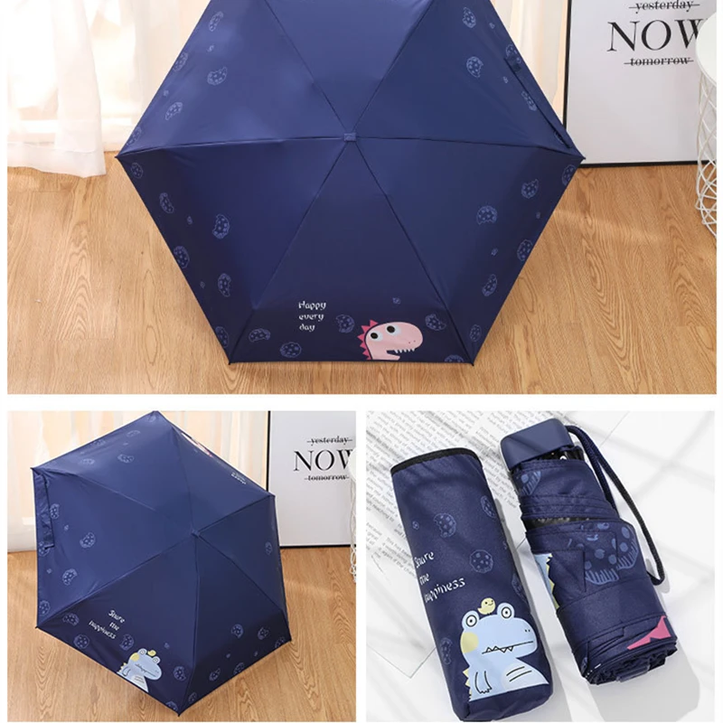 Мини-Зонт детский с рисунком динозавра и корги Карманный Зонт защитой от УФ-лучей