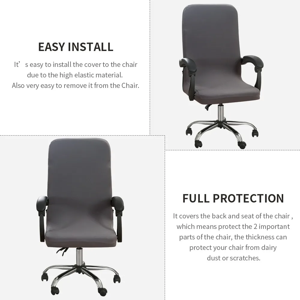 

Elastic Office Chair Cover Computer Stretch Anti-dirty Solid Color Chair Slipcover Universal With Armrest Removable