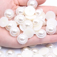 half round flatback pearl sun flower 151000pcs 16mm ivory white diy wedding party decoration handmade nail jewelry