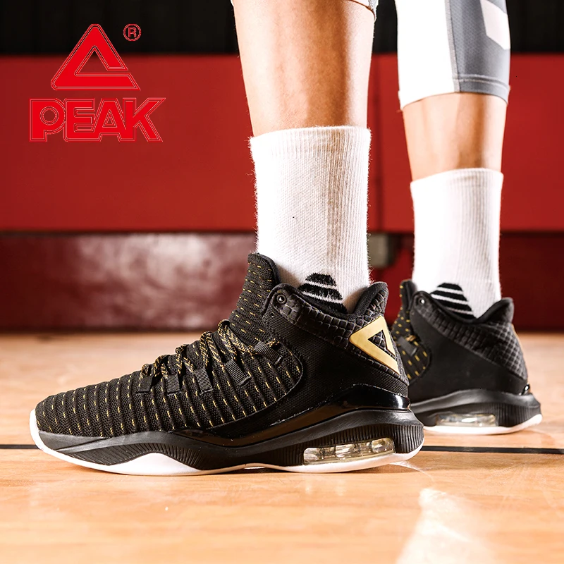 PEAK Men's Air Cushion Basketball Shoes Rebound Boots Outdoor Wearable Non-slip Sneakers Breathable Upper Gym Training Footwear