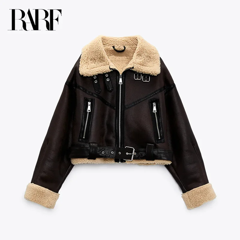 

New 2021 Winter Jacket Women Thick Faux Leather Jacket Women Coat Warm Lamb Biker Coat Female Casual Belt Outwear Ladies