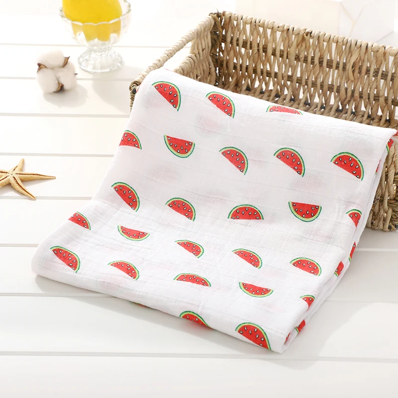 Watermelon Мягкое муслиновое детское одеяло из хлопка, милое мультяшное одеяло для новорожденных, детское газовое одеяло для ванной, накидка для сна, чехол для коляски, игровой коврик - Цвет: Watermelon