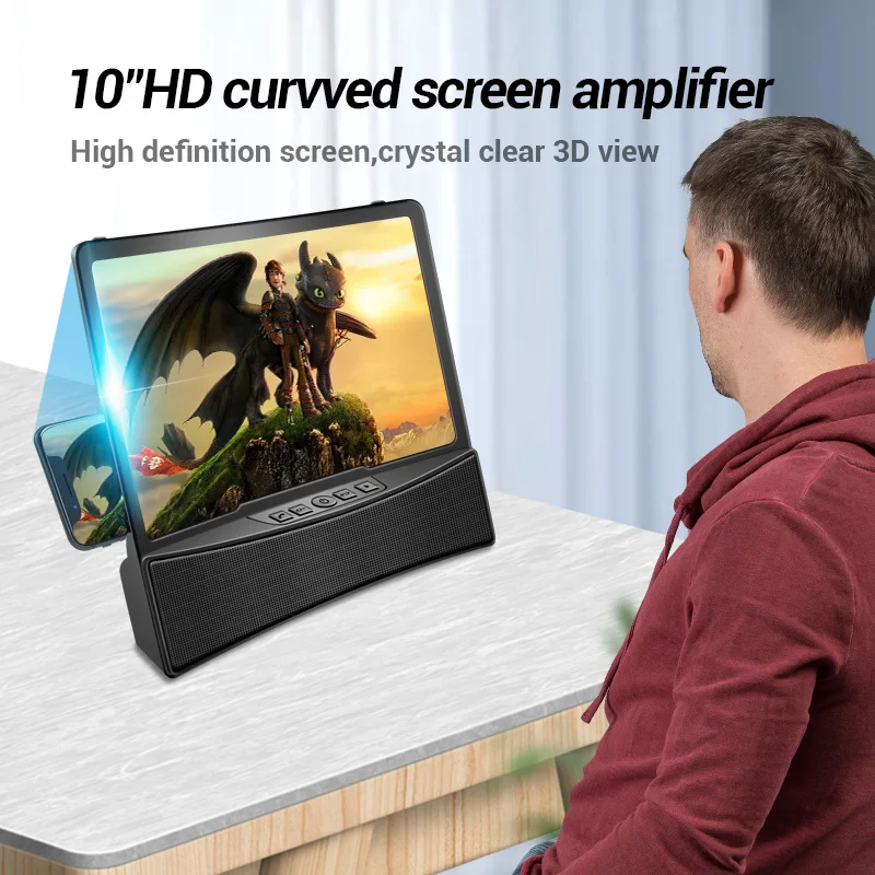 3D усилитель экрана мобильного телефона Bluetooth динамик для увеличительное стекло 10