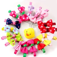 20pcslot kids cute candy color polka dots hairpins ribbon bow toddler girls hair clips barrettes hair accessories headwear