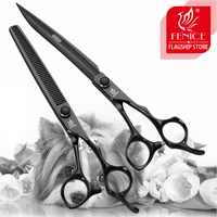 fenice 7 5 inch professional pet grooming cutting scissors black thinning cutting set jp440c dogs hair tools