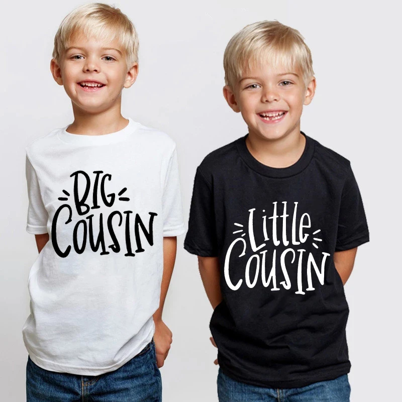 Big Cousin and Litter Cousin Summer Boys T-shirts Kids Clothing New Children's Tops Brother Design Clothes Boys Funny T Shirts