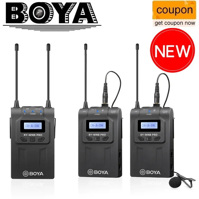 BOYA BY WM8 Pro UHF Беспроводная петличная микрофонная система для iPhone 8 видео интервью