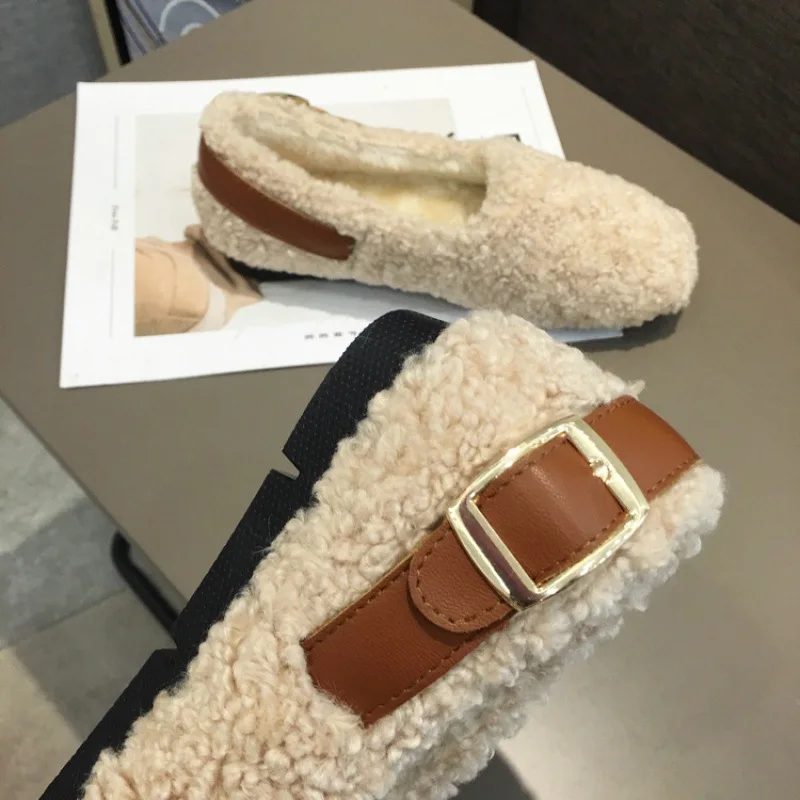 

Women Shoes Autumn Casual Female Sneakers Round Toe Loafers With Fur Modis Fall Boat Winter New Slip-on Moccasin