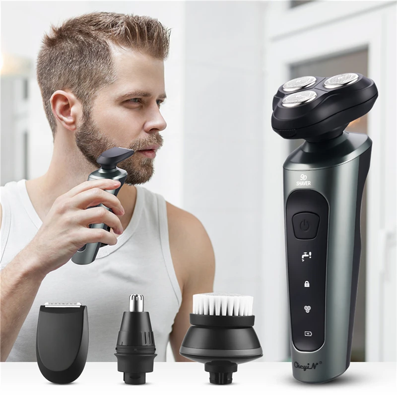 

CkeyiN 4 IN 1 Electric Shaver Men's Beard Noise Hair Trimmer Clipper Rechargeable Wet Dry Shaving Machine Razor Face Clean Brush