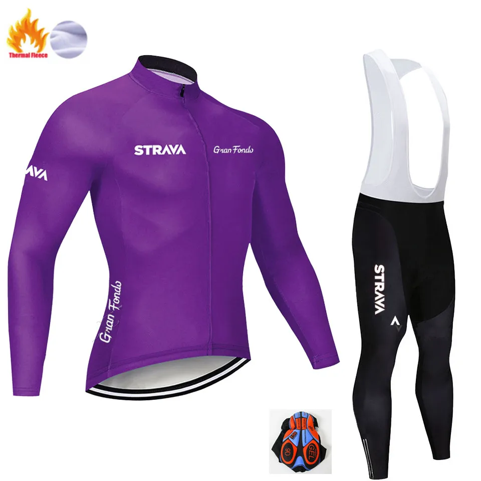 Winter Cycling Suit Strava, длинный рукав, Майо, Ropa Ciclismo Invierno, термо флис, велосипедная команда, Велоспорт, Джерси, набор, зима, MTB, одежда для велосипеда - Цвет: Winter Cycling Suit