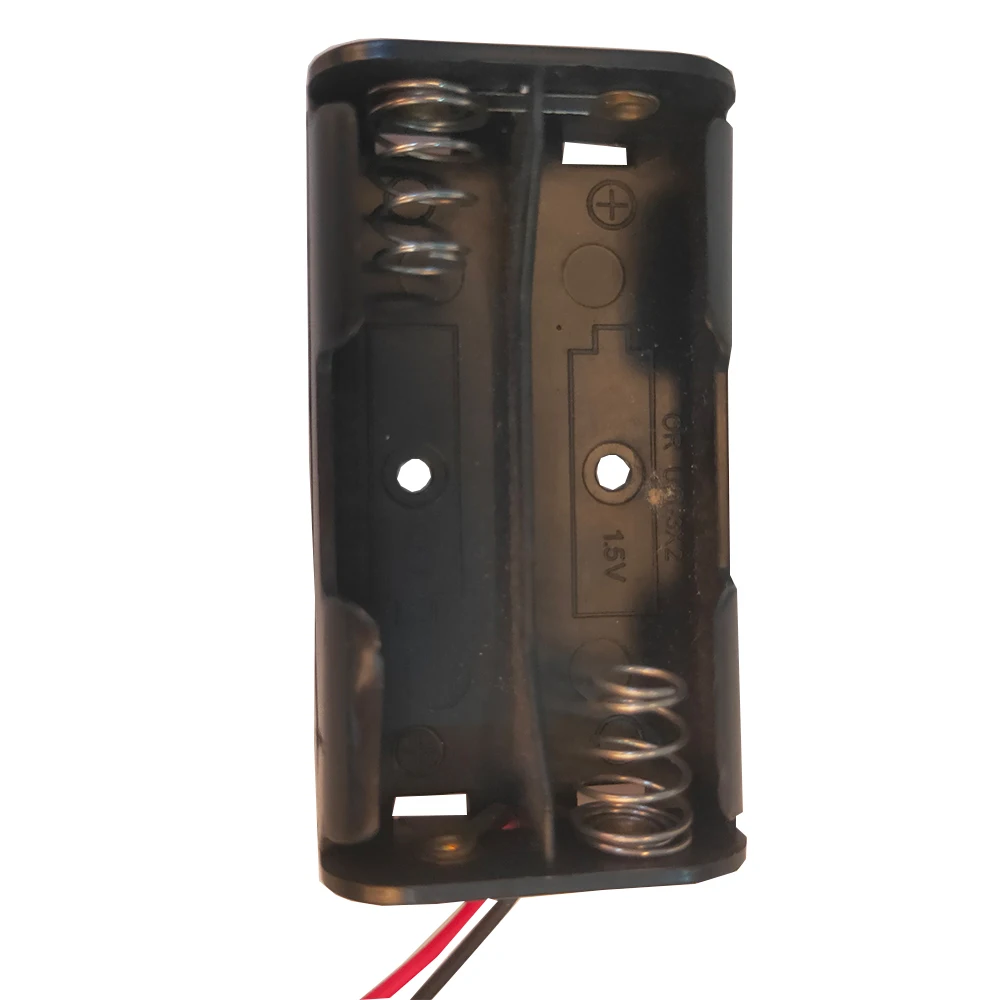 Battery Storage Box Case 2 Slot Way Channel DIY Batteries Clip Holder Container Black Plastic With Wire Lead Pin | Компьютеры и офис