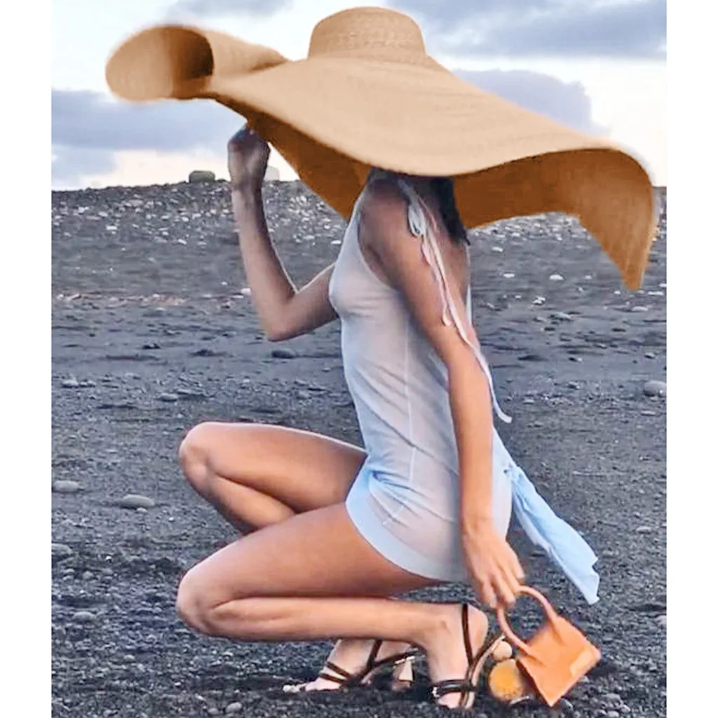 Модная большая пляжная шляпа от солнца с защитой ультрафиолета складная