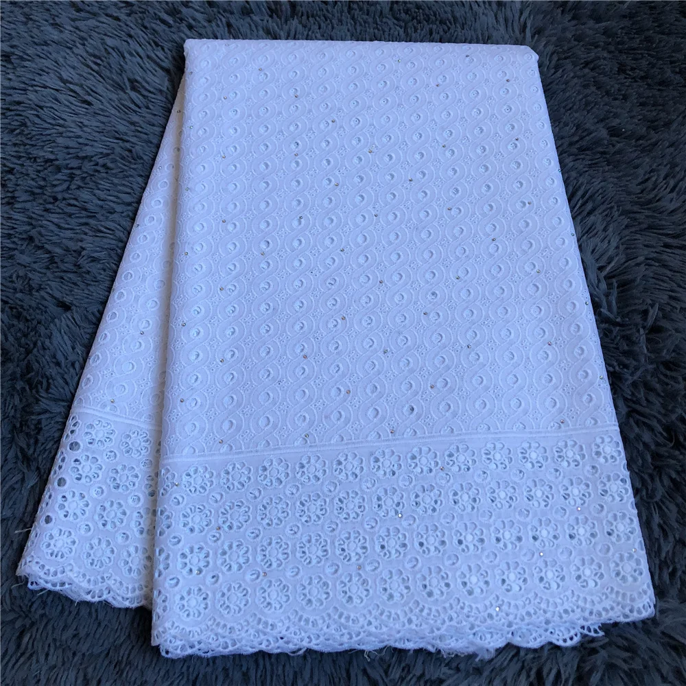 

2022High Quality African Nigerian Tulle Lace Fabric Wedding Party Gown Dress Swiss Cotton Fabric Embroidered Damask 5Yards
