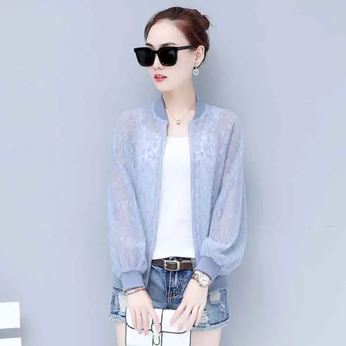 Женский короткий кардиган с длинным рукавом повседневный тонкий защитой от