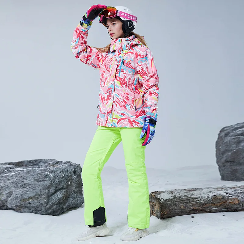 Ladies Snowboard Skiing Suits Windproof Waterproof Thermal Breathable Jacket and Pants Ski set Outdoor Mountaineering Clothing |