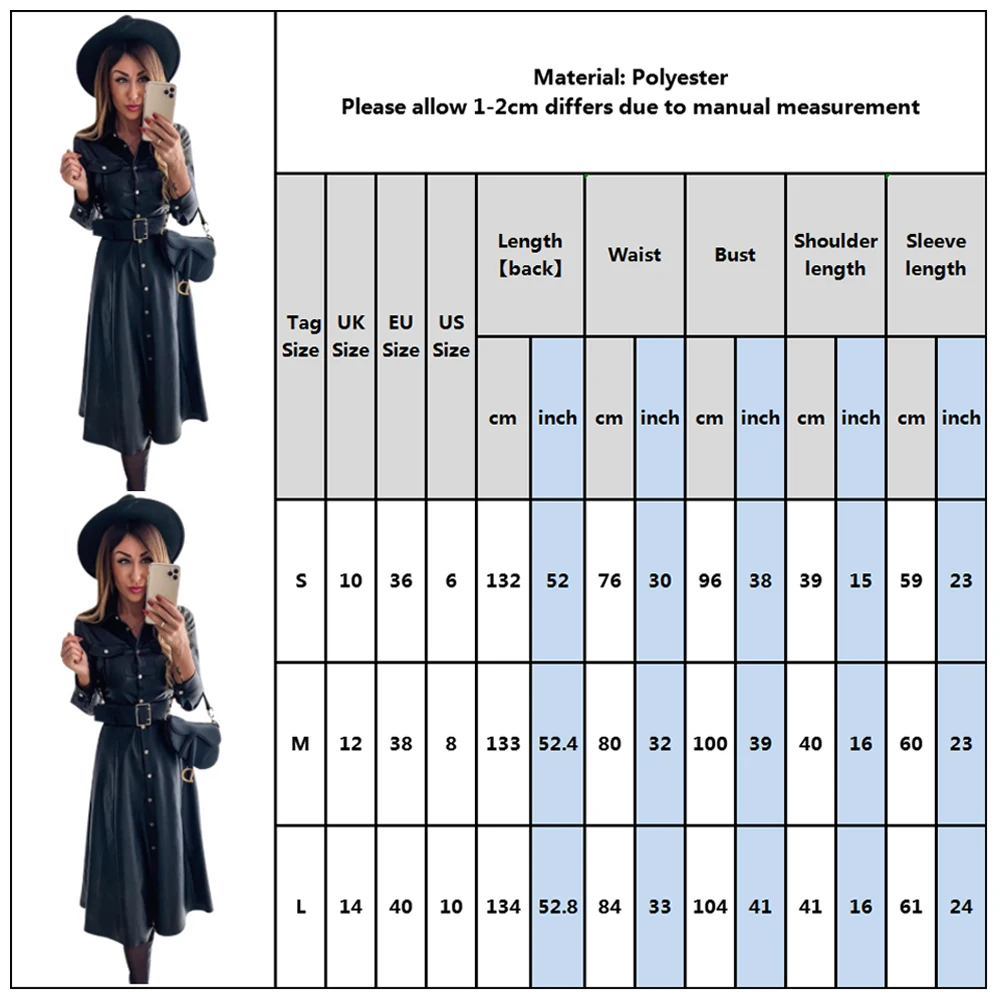 Женское платье 2020 весеннее из искусственной кожи с длинным рукавом
