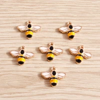 10pcs 1412mm cute enamel small bee charms pendants for making drop earrings necklaces bracelets diy handmade jewelry findings