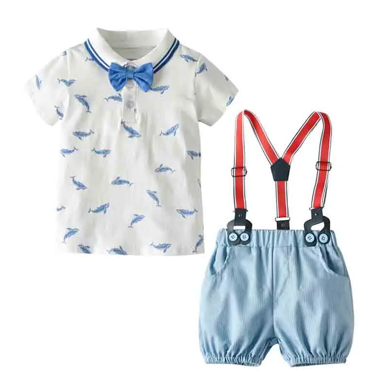 

Summer Baby Boy Set Kids Gentleman Suit Baby Boy Girl Clothes Set Short Sleeve T-shirt + Suspender Pants Outfits Clothing