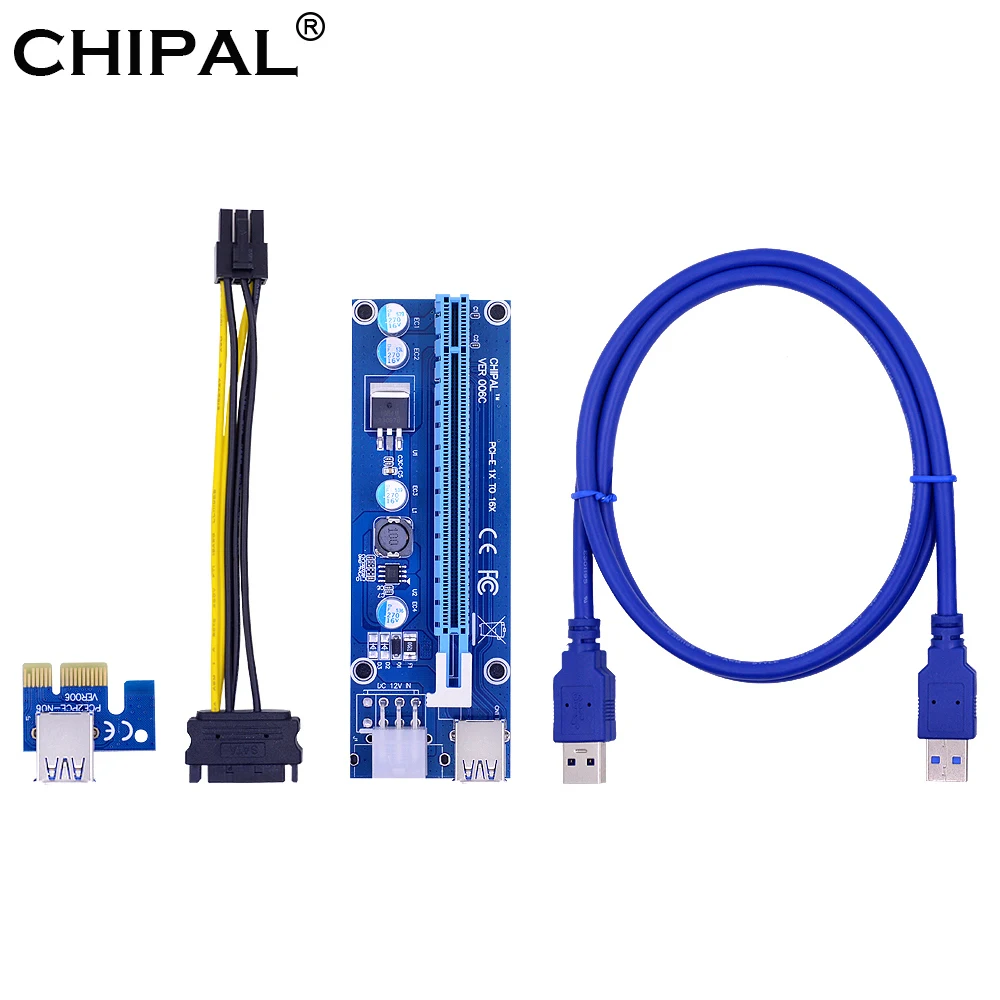 Райзер-карта CHIPAL VER006C PCI-E 006C PCI Express 1 м 0 6 кабель USB 3 шт. | Компьютеры и офис - Фото №1