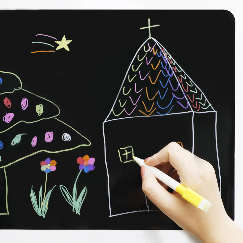 Магнитная доска для холодильника наклейка с 8 цветными меловыми маркерами